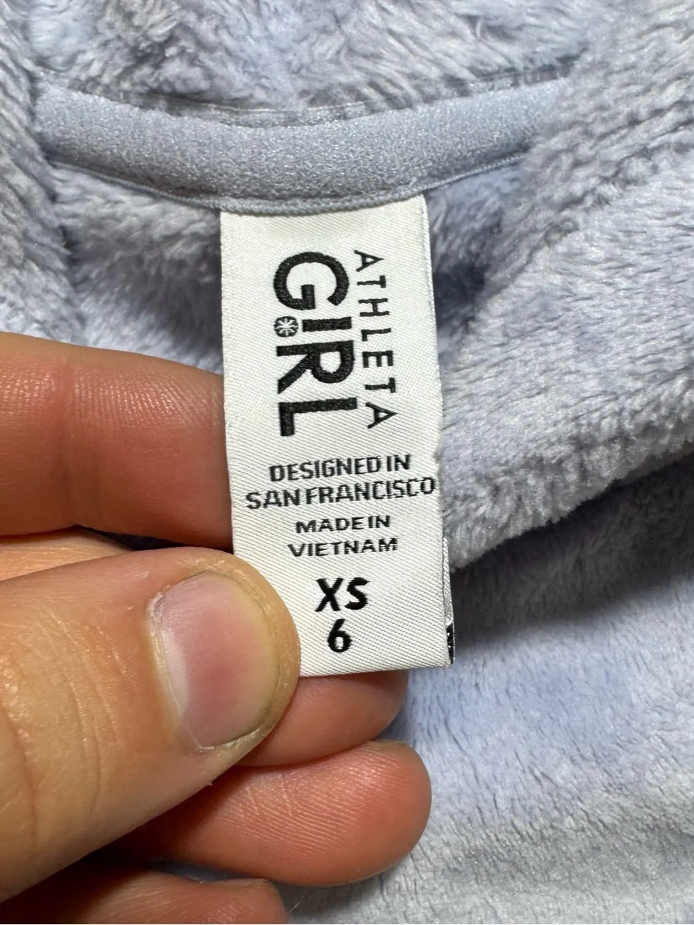 Athleta Girl Hoodie Girls XS (6) Light Blue Soft Fleece Front Pocket Sweater Top